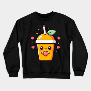 Cute Mango Milkshake Holding a Heart | I Love You in Kawaii Style | Kawaii Food Crewneck Sweatshirt